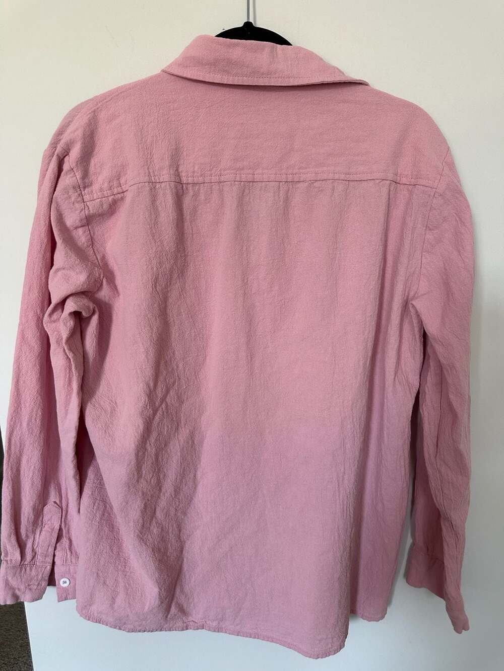 ouku Pink Cotton-Linen Blend Long Sleeve Button Down Casual Shirt Size L - Picture 4 of 4